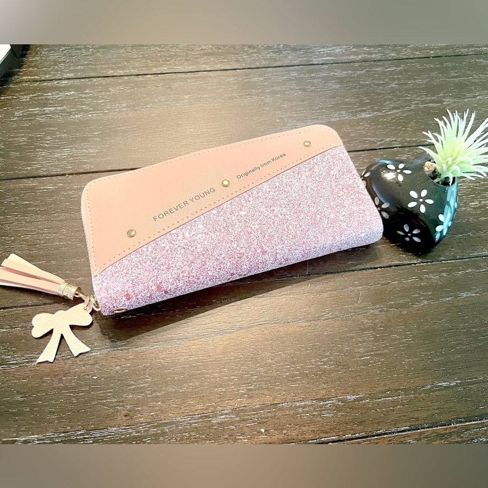 Forever Young Pink Glitter wallet/wristlet